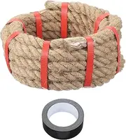 sourcing map Battle Rope 15ft x 0.75 Inch Jute Heavy Fitness Training Gym Climbing Rope Exercise Workout Ropes for Strength Training Home Workouts Sport