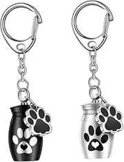 LIGHTAOTAO 2pcs Pet Ash Keychain Pendant Memorial Container for Ashes Elegant Key Holder for Pet Remembrance Suitable for Dogs and Cats