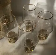 Christian Siriano Gold Rhinestone Studded Prism Stemmed Shot Glasses Set Of 4