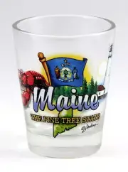 MAINE PINE TREE STATE ELEMENTS SHOT GLASS SHOTGLASS