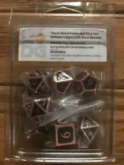 Metallic Dice Set: 16mm Antique Copper with Black (7) (*See Per Order Flat Rate