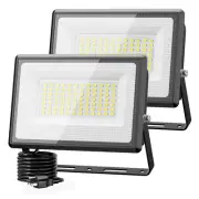 2 Pack 60W LED Flood Light Outdoor, 6000LM Super Bright LED Work Lights Plug ...