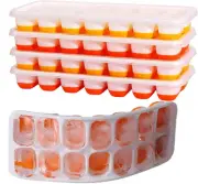Ice Cube Tray with Lid BPA Free, 4 Pack 14- Ice Cube Easy Release Silicone Ic...