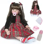 ZIYIUI Reborn Dolls -24Inch Handmade Realistic Baby Dolls Soft Cloth Body with Feeding Kit, Reborn Baby Dolls Like a Lifelike Baby Kit Gift Box for Kids Age 3 +