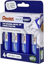 Pentel Micro Correct 12 ml Correction Pen - Wallet of 4
