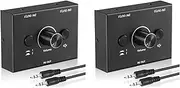 Binxind 2 Set 3.5mm Audio Switcher, 2 Input 1 Output/1 Input 2 Output Audio Splitter Switcher, Switcher Box,One-Key Mute Button