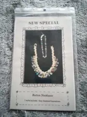 VTG New Sew Special BUTTON NECKLACES Craft Pattern 2 Styles Uncut