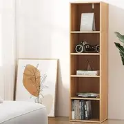 Artiss Wooden Bookshelf, 5 Tiers Book Shelf Corner Wall Shelves Display Cabinet Bookcase Bookshelves CD DVD Storage Rack Home Living Room Bedroom Office Furniture, Sturdy Base Pine