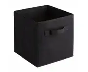 Kids Foldable Storage Book Case Fabric Cube Organizer Box - Small_Black