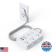 Surge Protector Power Strip 5 Ft Cord, Ultra Thin Flat Extension Cord with 6