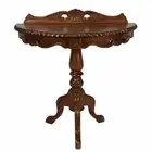 Solid Mahogany Wood Hall Table Hand Carved Half Moon Crafted Antique Style