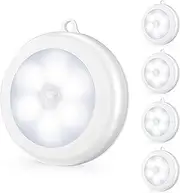 Mlambert 4 Pack Motion Sensor LED Night Light, Cordless Battery-Powered Stick-on Magnet Closet Lights, Safe Lights for Stairs, Cabinet, Cool White