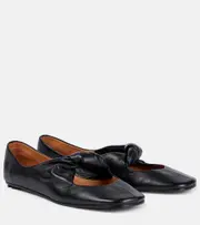 [McQueen] McQueen Bow-detail leather ballet flats AU 7 black