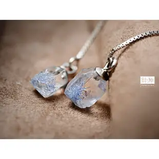 【Pureaura ® 純粹水晶寶石】頂級藍線石晶體長垂墜耳環
