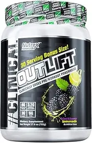 Nutrex Research Oulift Bonus Size | Clinically Dosed Pre-Workout Powerhouse, Citrulline, BCAA, Creatine, Beta-Alanine, Taurine, Banned Substance Free |BlackBerry Lemonade|30 Servings