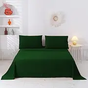 Dreamaker Serene 400TC Bamboo Cotton Blend Sateen Sheet Set Pillowcase 60% Bamboo 40% Cotton - Eden (King Single: 1xflat Sheet 200x260cm, 1xfitted Sheet 107x203+40cm, 1xpillowcase 48x73+15cm)