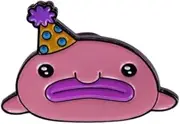 [Pinstant] Blobfish Blob Fish Birthday Party Hat Cute Animal 1.25" Enamel Pin Badge, 1.25 Inches, Enamel, enamel