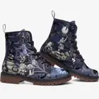 Alice in Wonderland Vegan Leather Combat Boots Purple Gothic Skulls Spiders