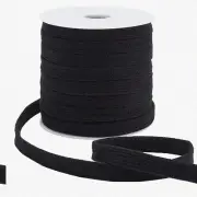 27Y Black Flat Cotton Drawstring Cord - 12mm Wide, Perfect for Garments, Sports