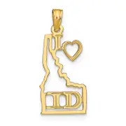 14K Yellow Gold Solid Idaho State Pendant