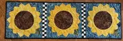 Handmade Quilted Table Runner/Topper ~ 9" x 28 1/2" ~ Sunflowers ~ Yellow, Blue