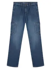 GUESS Blue Denim Cargo Pants Size: 16, Cotton