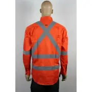shirt X hi vis orange with X tape silver reflective roadwork night shirts cool