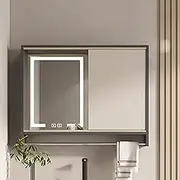 Bathroom medicine cabinet mirror Bathroom mirror LED light Solid Wood Bathroom Medicine Cabinet with Mirror Door bathroom vanity mirror cabinet Storage Over Sink Toilet Wall Mounted Bathroom Mirror(Br