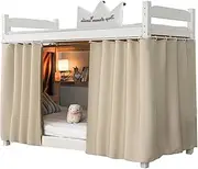 DSAoTeng Solid Blackout Bottom Bunk Bed Curtains for Dorm - Thickened Privacy Canopy with Strong Light Blocking, Breathable Dustproof Student Bed Drapes for Loft Bunk Beds (Beige,1 panel 59H)