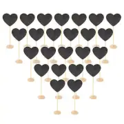 24Pcs Mini Chalkboard Signs with Easel Stand, Black (Heart Shaped, 7.2"x3")