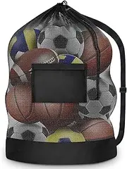Extra Large Mesh Sports Ball Bag,30” x 40”Drawstring Soccer Storage Bag，Mesh Equipment Bag with Adjustable and Portable Strap for Basketball,Football,Swimming Gears