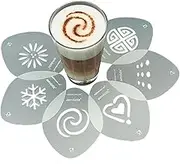 Aerolatte Cappuccino Stencil Set, for Latte Coffee Art, Set of 6 Stencils
