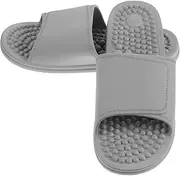 Ipetboom 1Pair Thick Soled Foot Massage Slippers for Indoor Comfort Foot Therapy Sandals with Raised Dots Skid Design Promotes Suitable for Home Use Grey