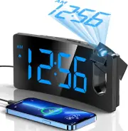 GOLOZA Projection Alarm Clock, Digital Clock with 180° Rotatable Projector, 3-Le