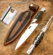 IMPACT CUTLERY RARE CUSTOM D2 FULL TANG CHEFF CLEAVER SKINNING KNIFE MICARTA