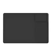 Silicone Coffee Mat 24x16In Coffee Bar Mat with Detachable Dish Drying Mat for Kitchen Countertops Coffee Accessories A Black