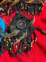 Kheops Mini Dream Catcher Beaded Crystal Keeper Black Blue Feather Necklace Bag