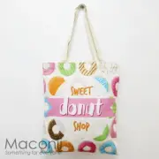 Sweet Donut Shop Zipper Tote Bag - Dessert Beach Shoulder Canvas Cotton Shopping