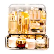 SOGA Transparent Cosmetic Storage Box Clear Makeup Skincare Holder with Lid Drawers Waterproof Dustproof Organiser