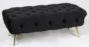 Button tufted bed end bench in champagne black