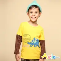 在飛比找momo購物網優惠-【Azio Kids 美國派】男童 上衣 劍龍印花配色假兩件