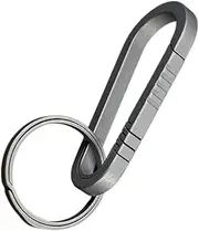 [FOMIYES] Metal Car Keychain Titanium Key Chain with Key Ring Belt Key Holder Carabiner Titanium Belt Clip Key Holder with Titanium Key Ring Car Key Chains for Women and Men Dad Gray Metal Keychain