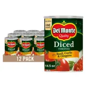 Del Monte Canned Diced Tomatoes with Basil Garlic Oregano Pack of 12 14.5 oz