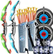 Kids Bow and Arrow Set - LED Light up Archery Toy Set with 10 Suction Cup Arrows