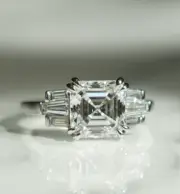 Certified Asscher Cut Wedding Ring Lab Grown Diamond Proposal Ring For Her VS/E