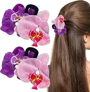 2 Pack Large Flower Hair Clips Orchid Hair Claw for Teens Women Summer Glitter Butterfly Clip Headpiece Hair Accessories (Style1, One size)