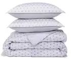 Sky Scallop Reversible King Coverlet & Pillowshams 3pc Set White / Grey New