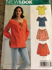 NEW LOOK #6267 - LADIES LOOSE ( 4 STYLE ) PEASANT TOP-BLOUSE PATTERN XS-XL FF