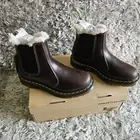 NEW Dr. Martens 2976 Leonore Fur Lined Chelsea Boots Size 6 37 Dark Khaki Brown