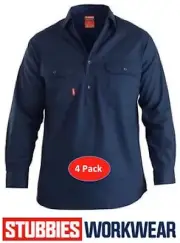 4 PACK - STUBBIES RITEMATE CLOSED FRONT 100% CTN DRILL SHIRT LONG SLEEVE BW7583